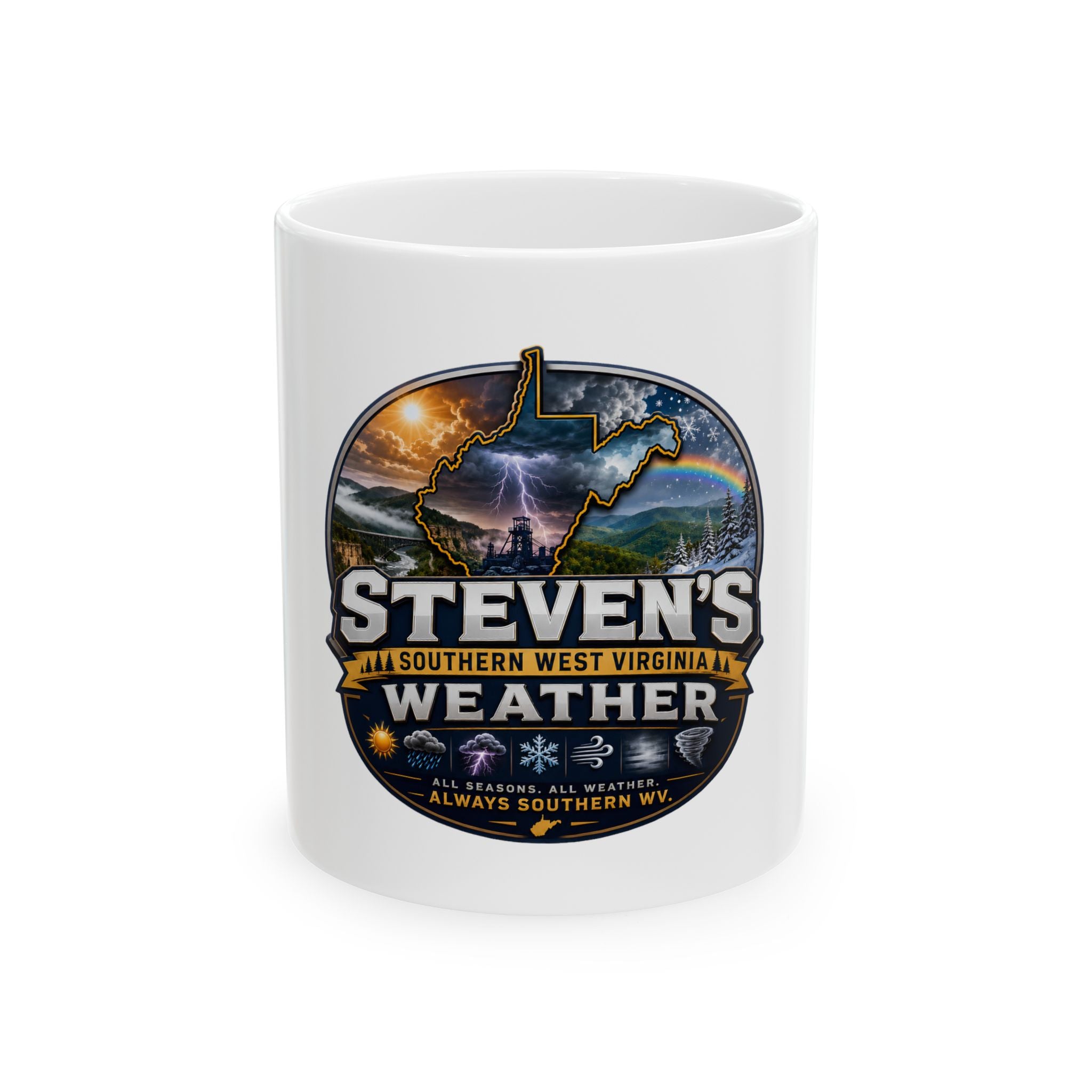 Custom "Steven's Southern West Virginia Weather" Ceramic Mug — Personalized Local Weather Gift (11oz, 15oz)