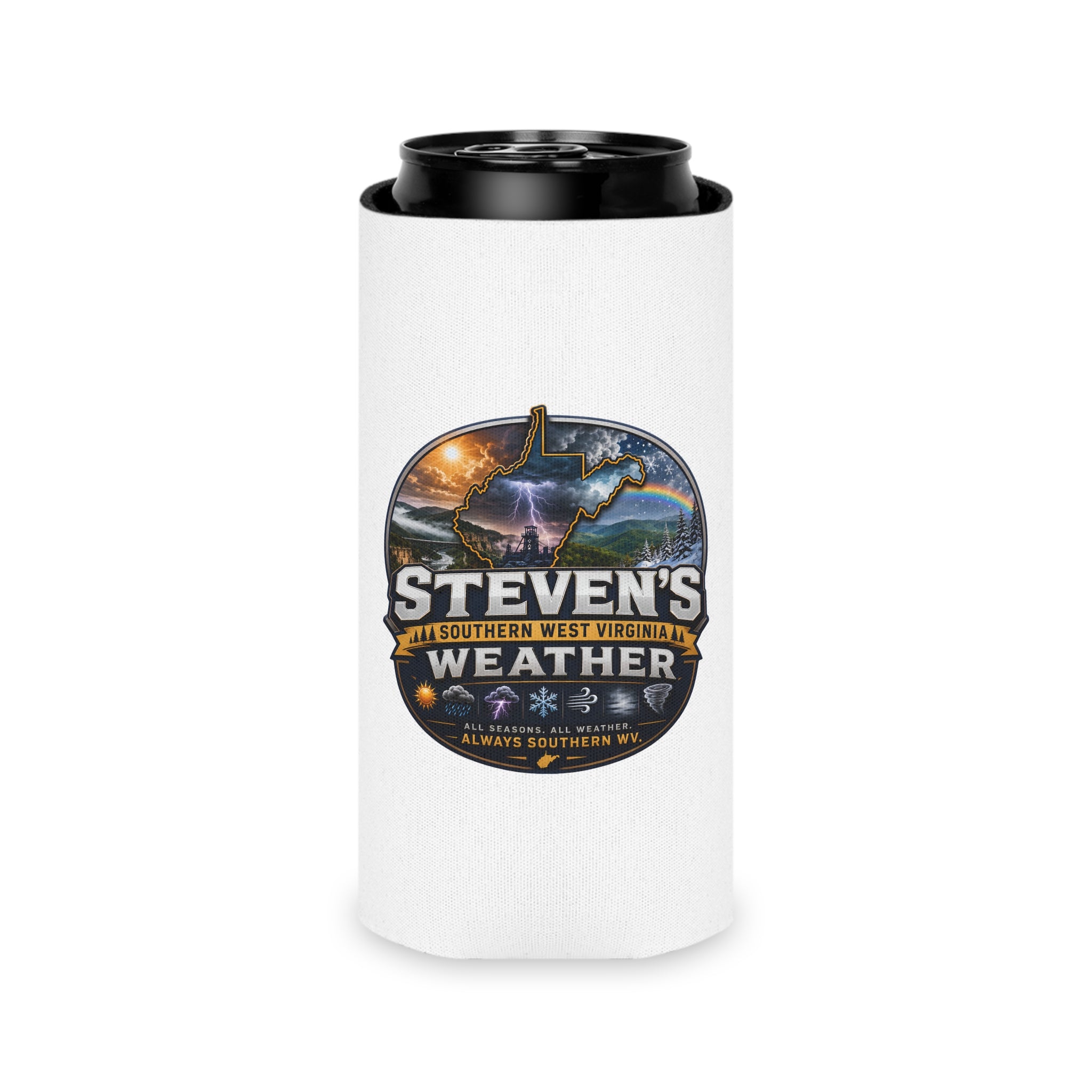 Steven's Weather Can Cooler - Southern West Virginia Storm & Rainbow Drink Koozie