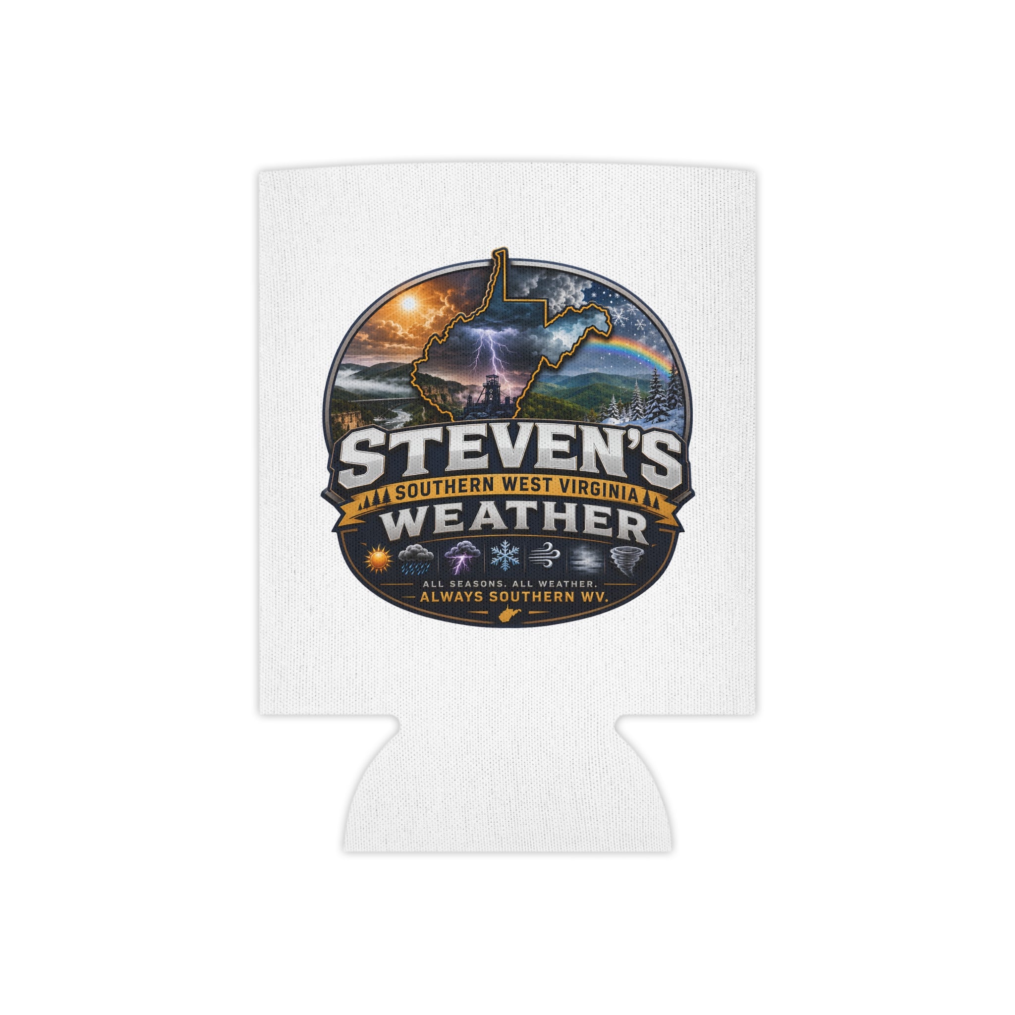 Steven's Weather Can Cooler - Southern West Virginia Storm & Rainbow Drink Koozie