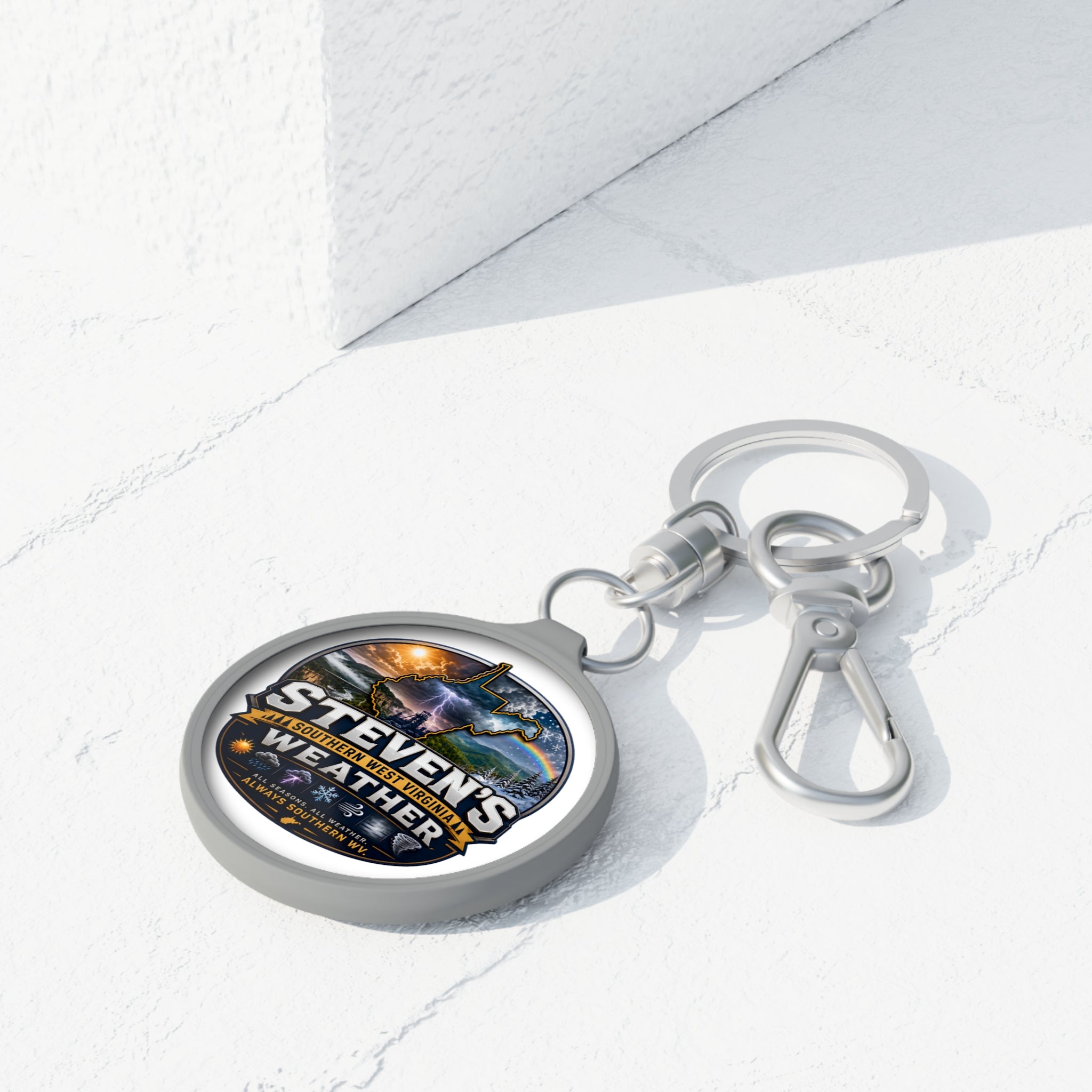 Weather-Themed Keyring Tag — "Steven's Weather" Personalized West Virginia Keychain
